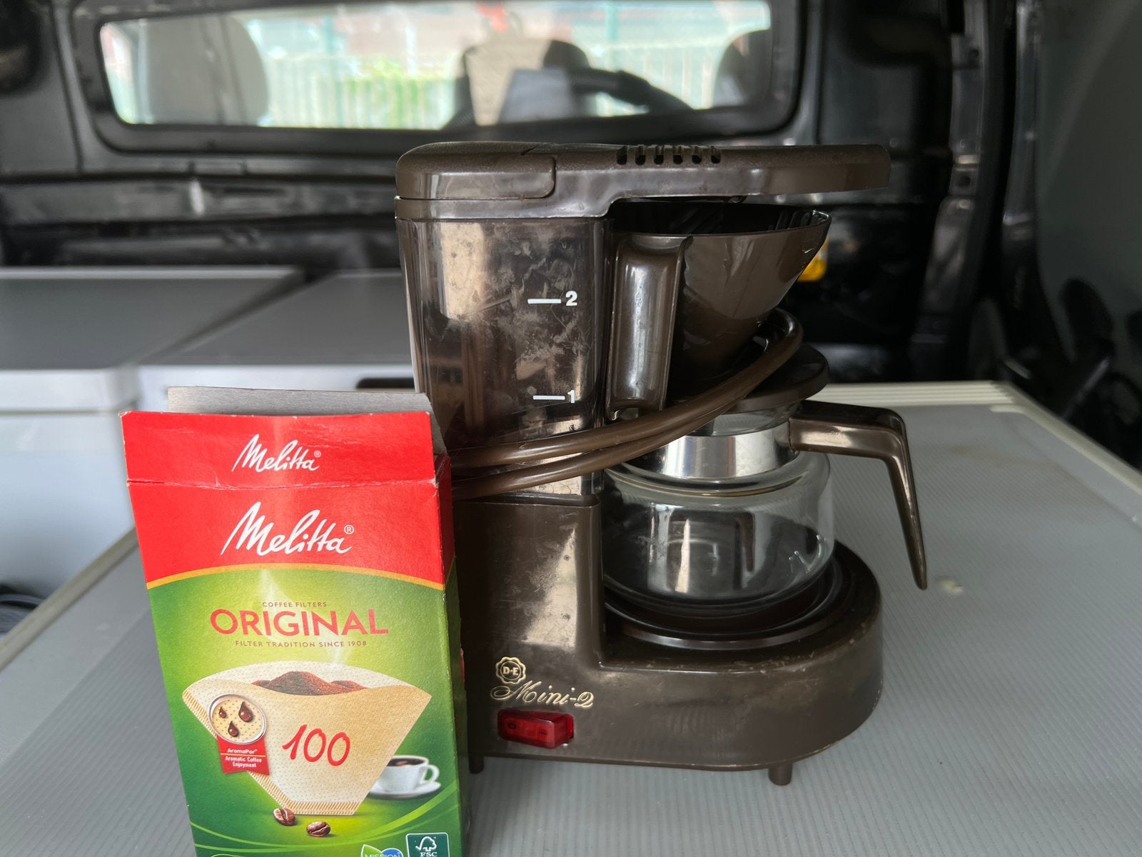 Vintage DE Mini-2 filterkoffiemachine origineel met filters, Ophalen, Zo goed als nieuw, Koffiemachine