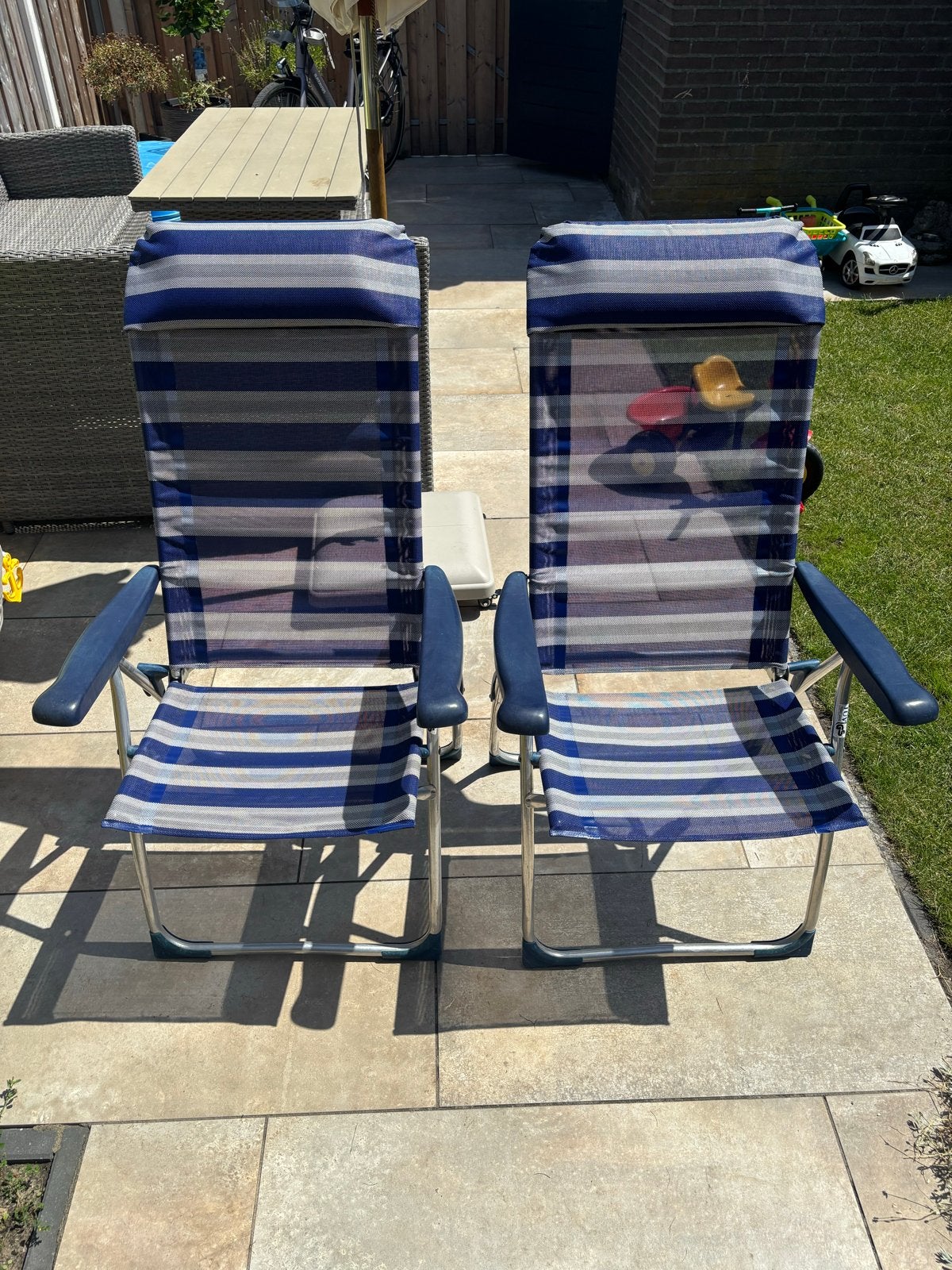 2x Comfortabele Campingstoelen - Verstelbaar, Caravans en Kamperen, Ophalen, Gebruikt, Campingstoel