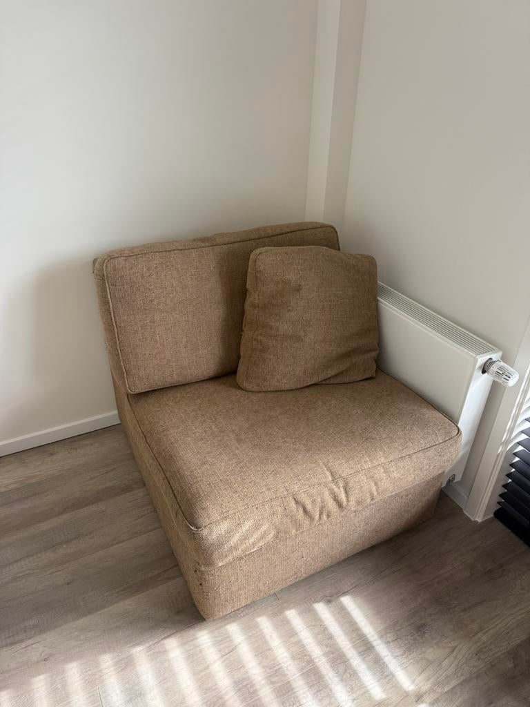 Bruin bankje / chaise longue / fauteuil / stoel, Ophalen, Eenpersoons, 75 tot 100 cm, Zo goed als nieuw