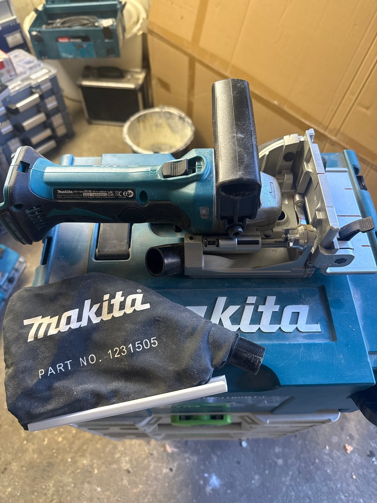 Makita DPJ180 18V Lamellenfrees in koffer, Ophalen, Gebruikt
