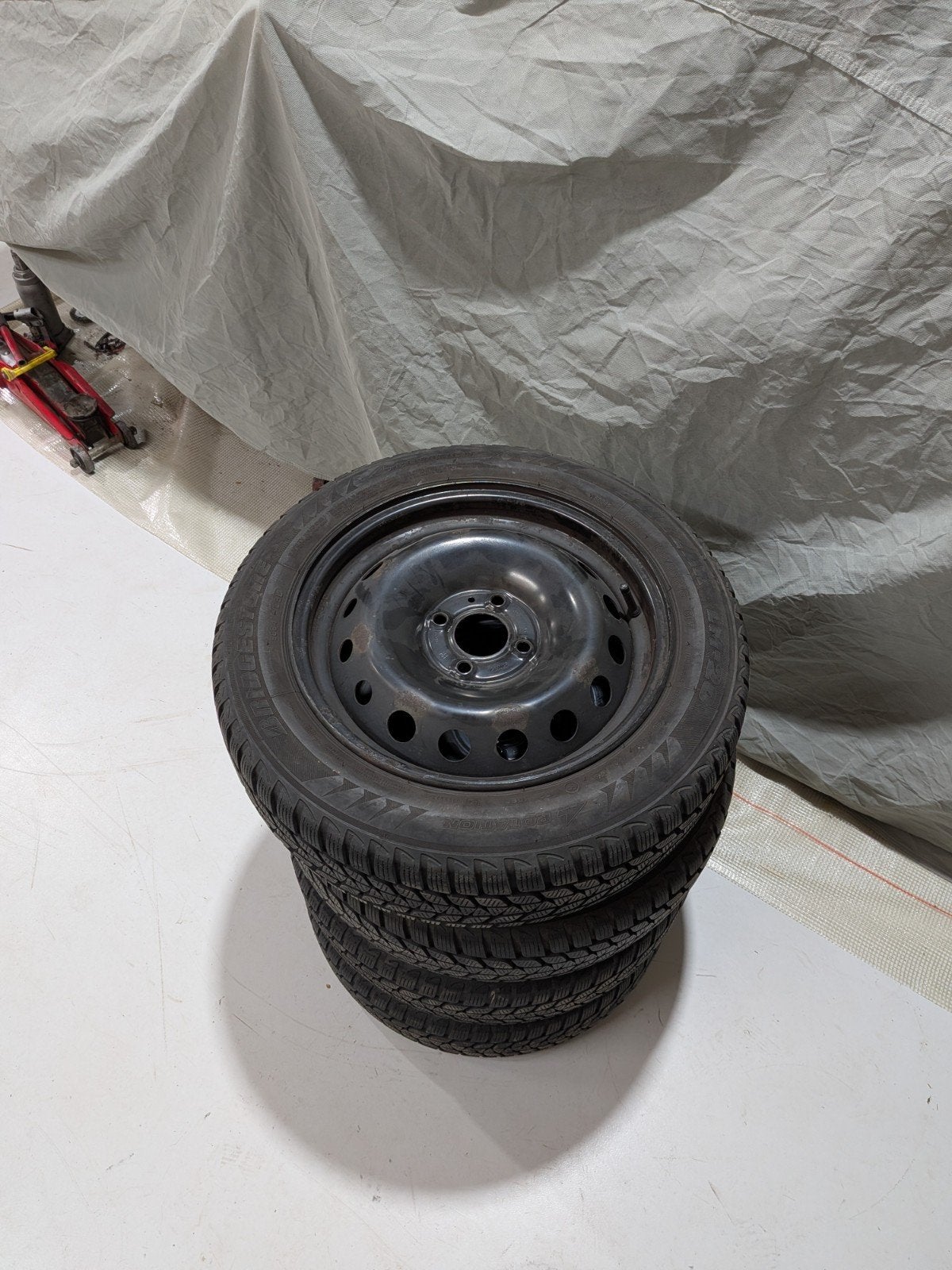Bridgestone banden met velgen 165/65R15, Ophalen of Verzenden, Gebruikt