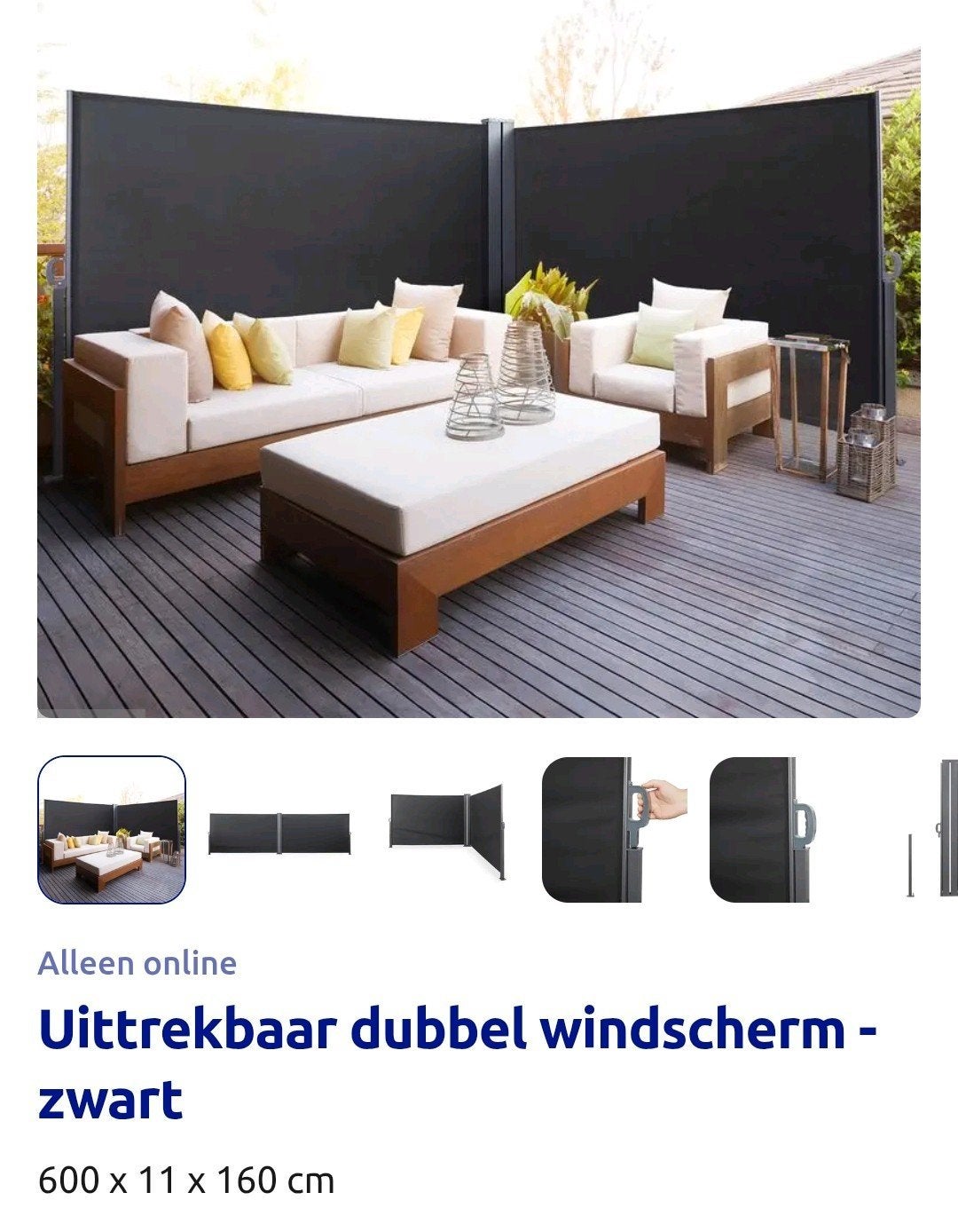 Dubbele windscherm 600x(300x300)x160cm. Nieuw., Ophalen of Verzenden, Nieuw, 200 cm of meer, 150 tot 200 cm