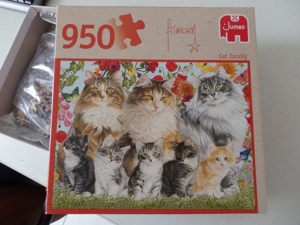 Legpuzzel  Cat family 950 st Jumbo, Ophalen of Verzenden, 500 t/m 1500 stukjes, Zo goed als nieuw