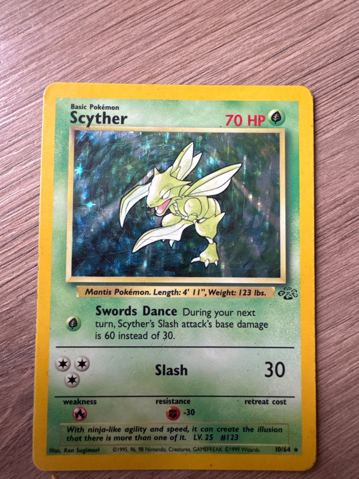 Pokémon Kaart Scyther 10/64 Jungle Set Holo, Hobby en Vrije tijd, Ophalen of Verzenden, Gebruikt, Losse kaart, Foil