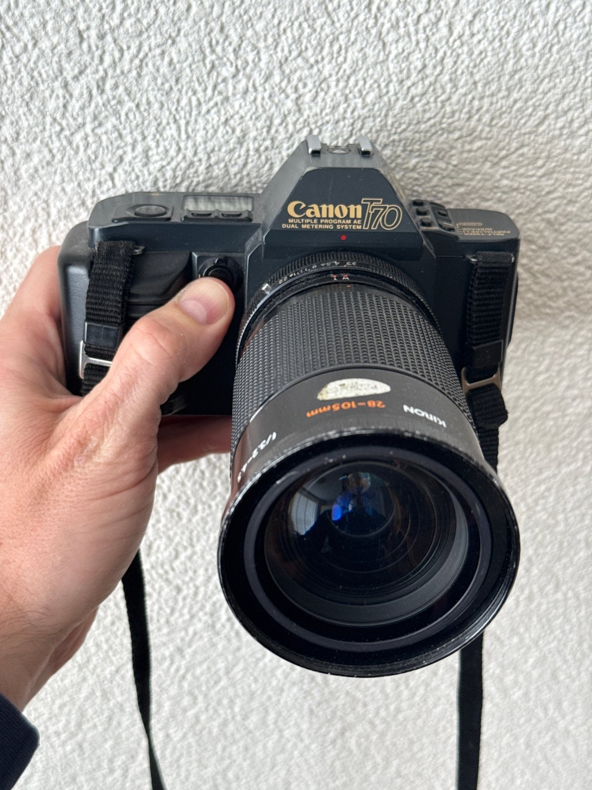 Canon T70 Spiegelreflexcamera met Kiron 28-105mm lens, Ophalen of Verzenden, Gebruikt, Spiegelreflex, Canon