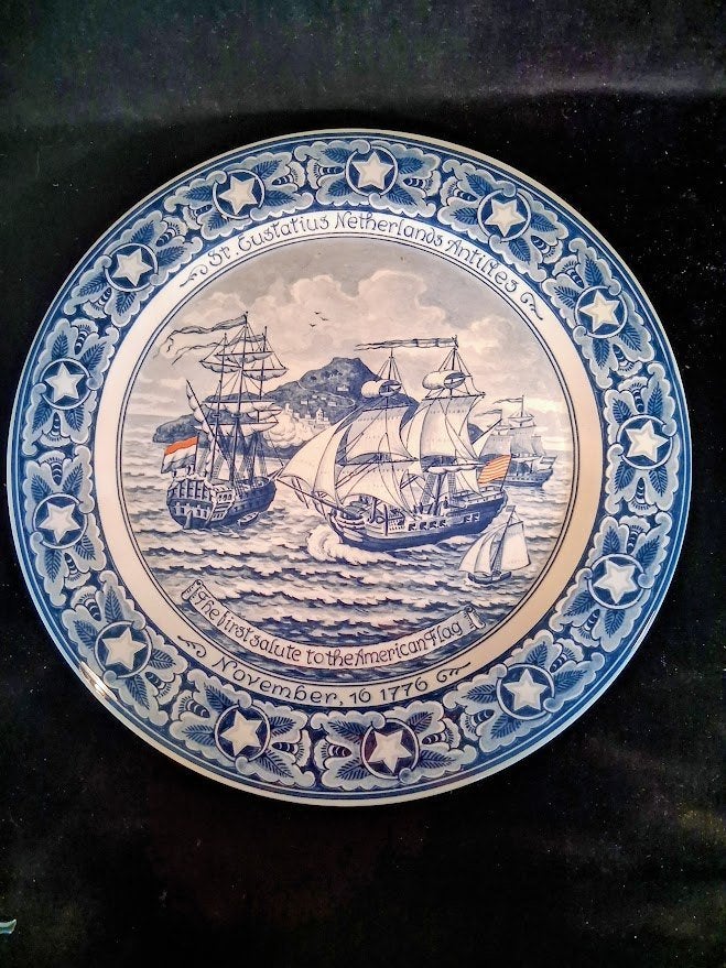 Zeldzaam herdenkingsbord 250 jaar Amerika / Delft Westraven, Ophalen of Verzenden