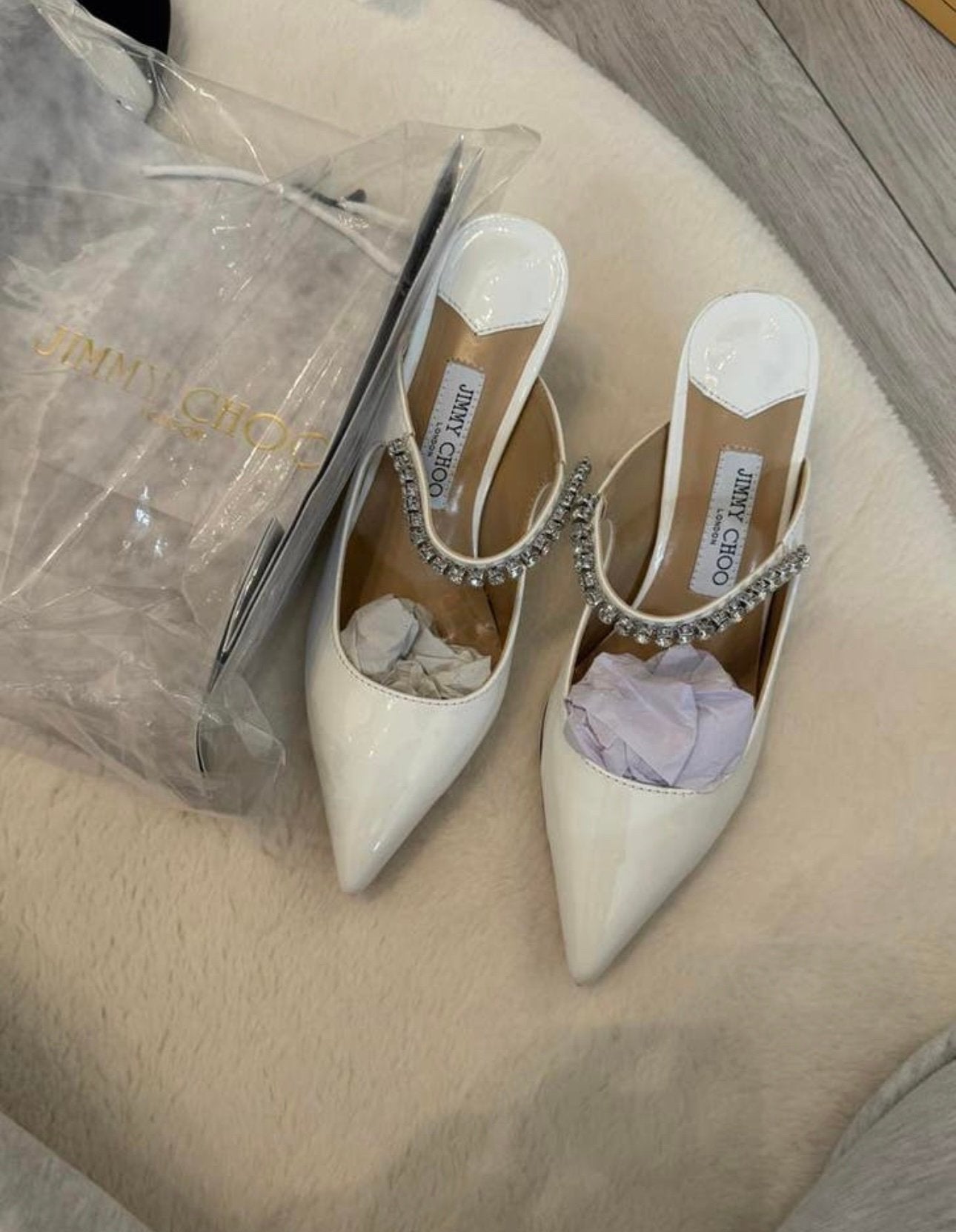 Witte hakken met diamant, Wit, Nieuw, Ophalen of Verzenden, Schoenen met hoge hakken