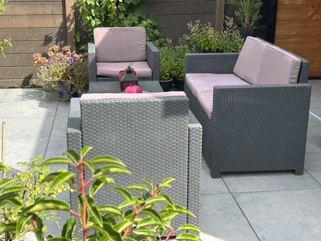 Tuinsetje, Tuin en Terras, Ophalen, 4 zitplaatsen, Kunststof, Gebruikt