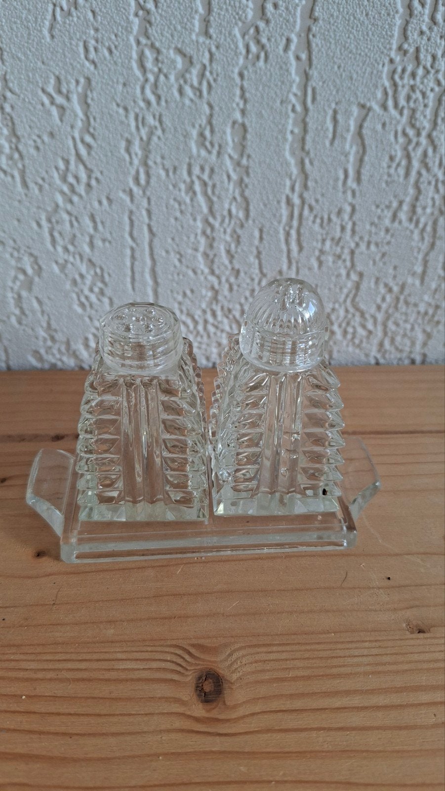 Glazen peper en zout stel., Antiek en Kunst, Ophalen of Verzenden