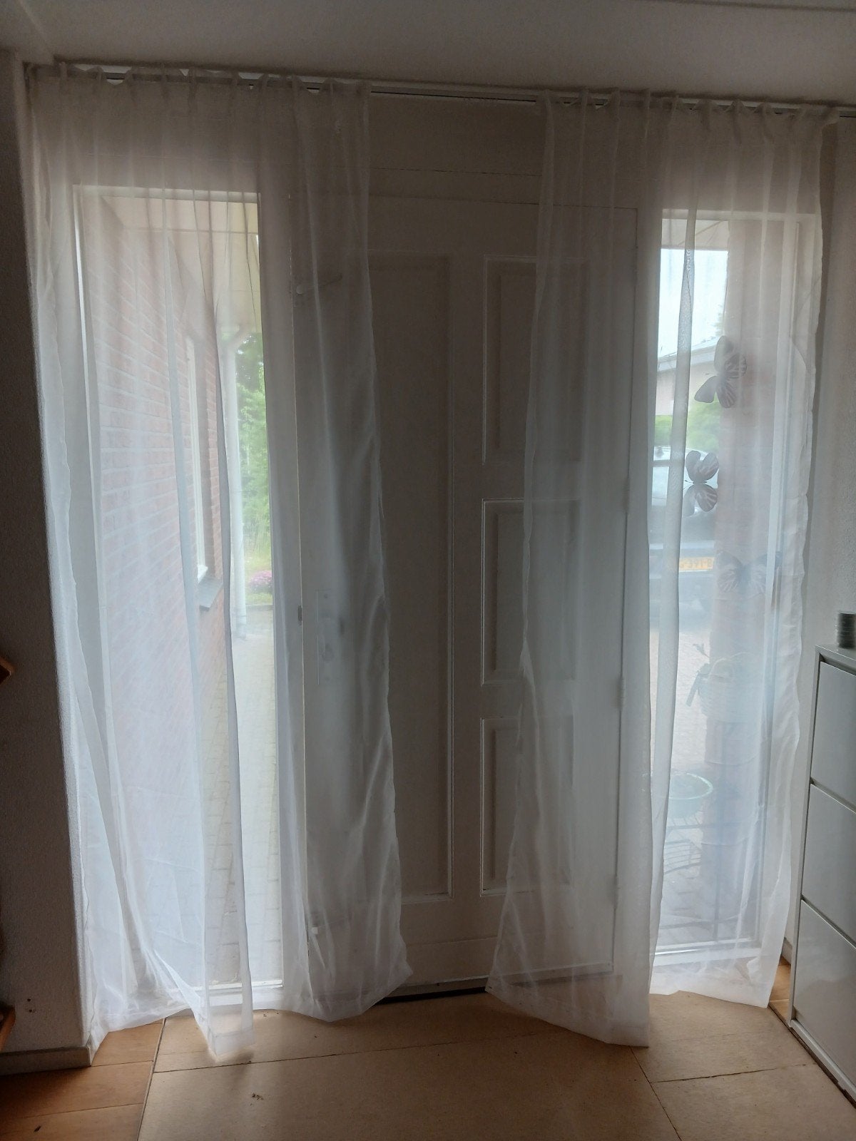 2 smalle vitrage br.76x 235cm, Ophalen of Verzenden, Gebruikt, Wit
