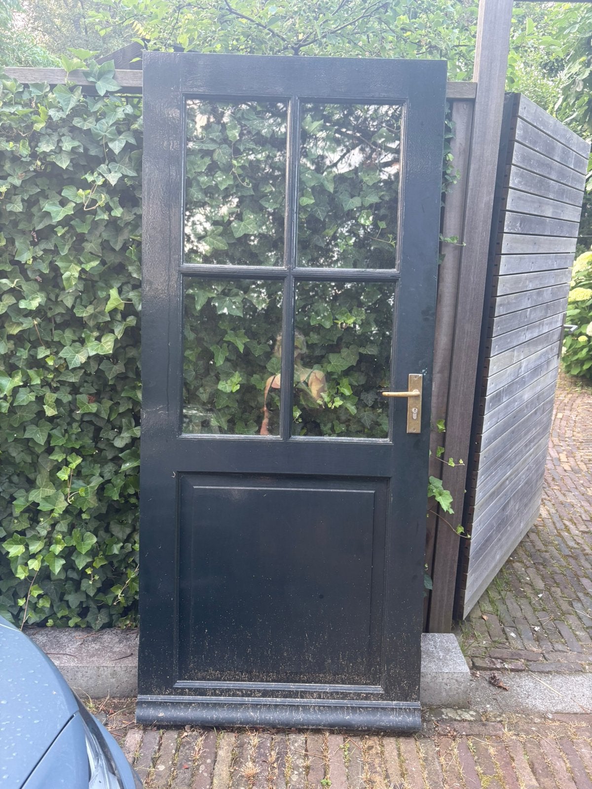 Hardhouten schuurdeur / garage deur, Ophalen, Gebruikt, 80 tot 100 cm, Buitendeur