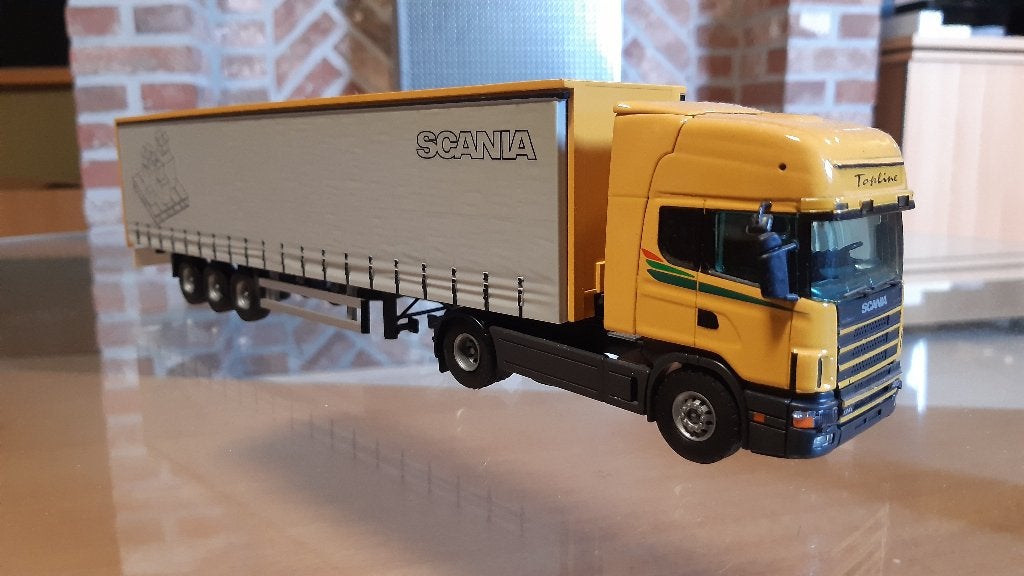 Scania topline Huifwagen 1/50, Ophalen of Verzenden, Zo goed als nieuw, Bus of Vrachtwagen, Tekno