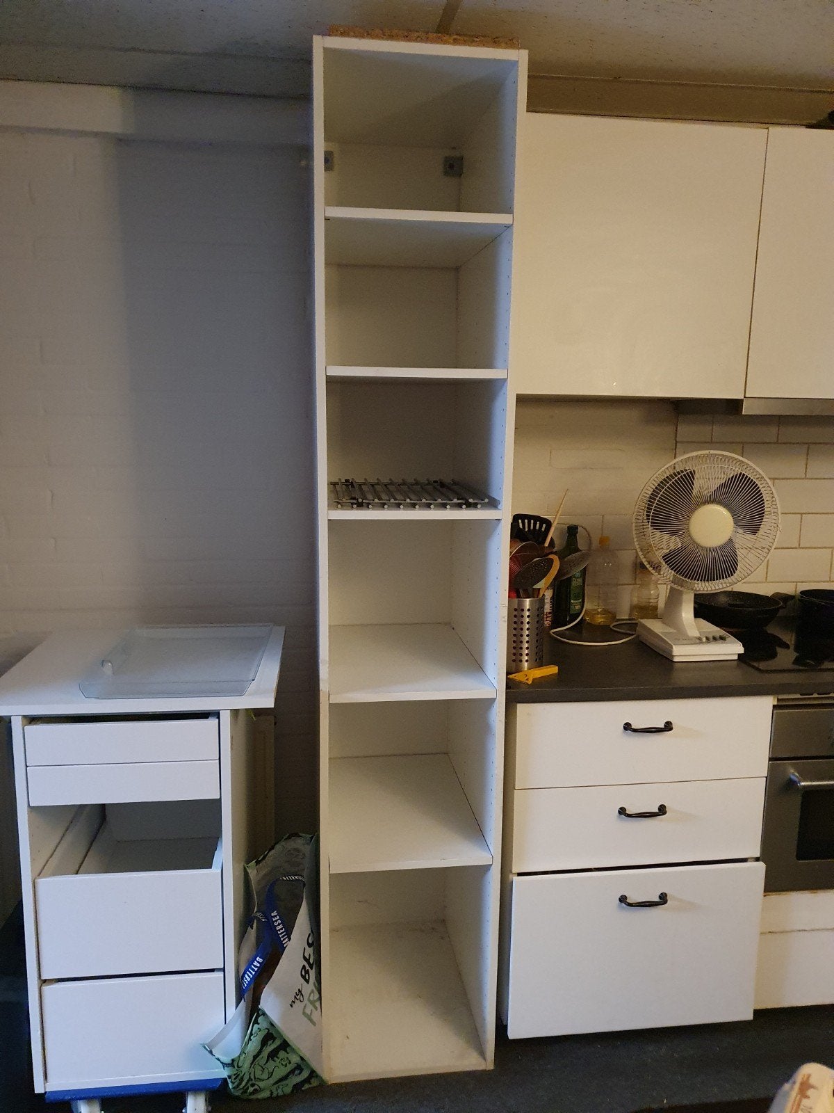 Hoge IKEA FAKTUM kast (HxBxD=217x40x58cm) met 5 planken, Ophalen, Minder dan 50 cm, 200 cm of meer, Wit