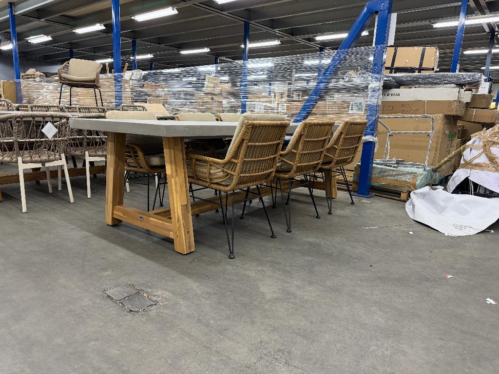 Veltis/Carlos dining tuinset 6 personen 250cm, Tuin en Terras, Ophalen, Gebruikt, Aston Martinlaan 36, Hardhout