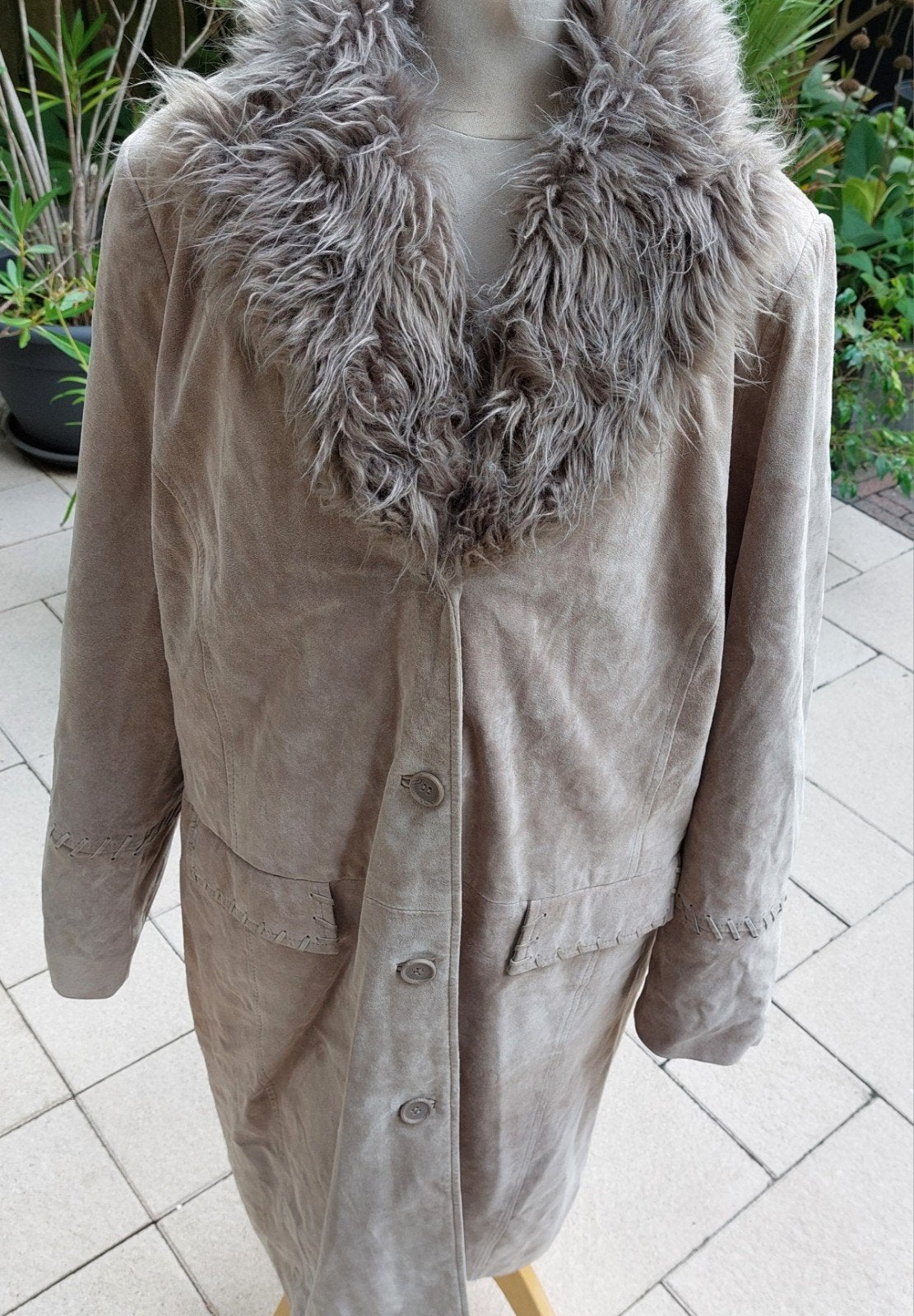 M&S Mode Leren Jas, Beige, Maat 46/48 (XL) of groter, Ophalen of Verzenden, M&S Mode