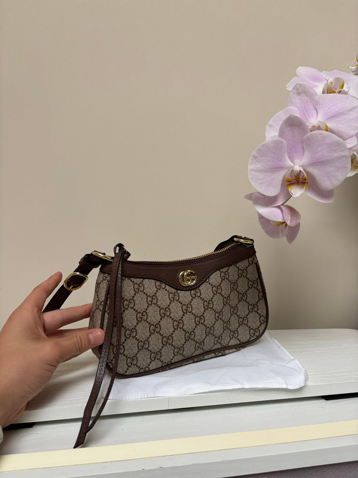 Gucci Ophidia Mini Schoudertasje, Ophalen of Verzenden, Nieuw, Bruin, Schoudertasje
