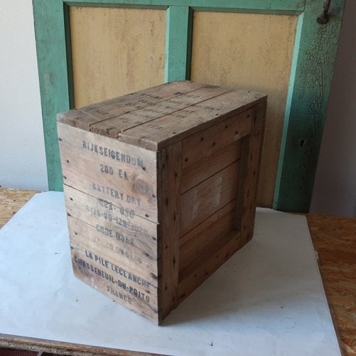 Houten kist legerkist leger 40 x 25 x 39 teksten origineel, Minder dan 50 cm, Gebruikt, Minder dan 50 cm, Ophalen of Verzenden