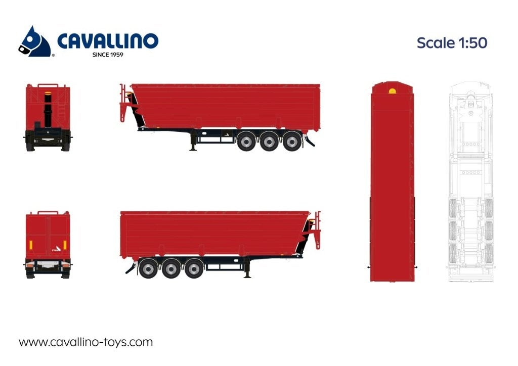 Cavallino Basic: Schrootkipper-oplegger Rood, Ophalen of Verzenden, Nieuw, Bus of Vrachtwagen, Overige merken