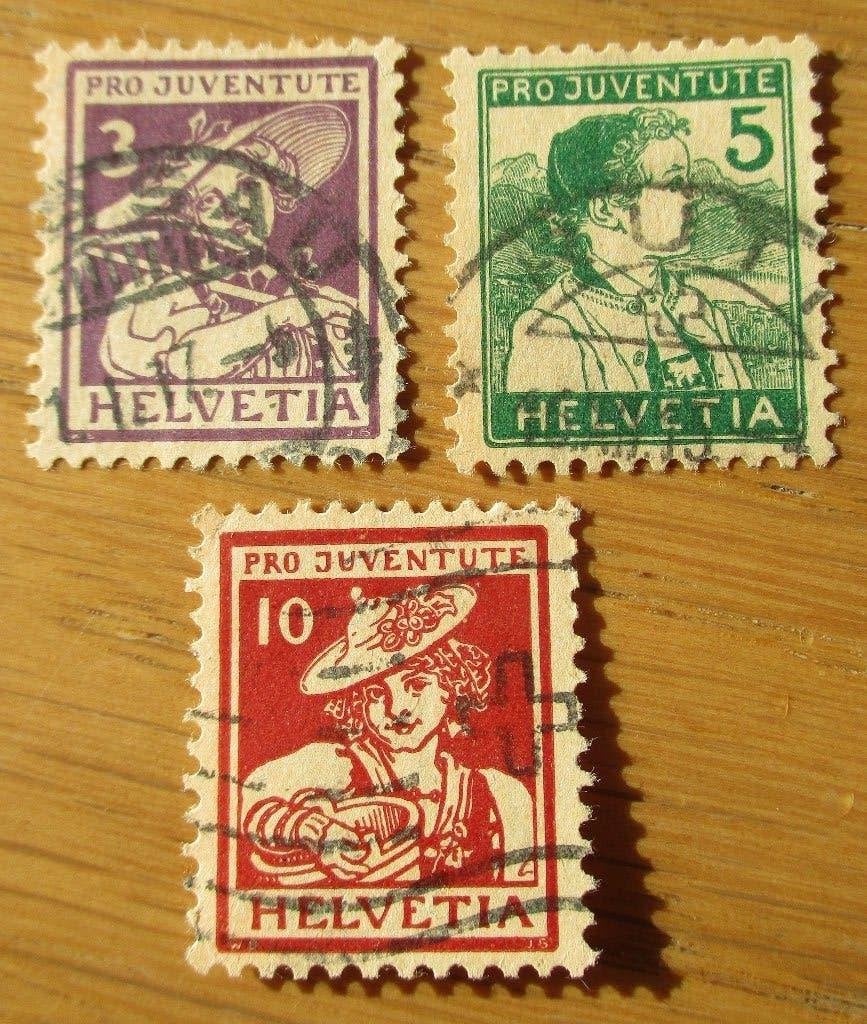 Zwitserland, serie Pro Juventute, klederdracht, 1916, Ophalen of Verzenden, Gestempeld