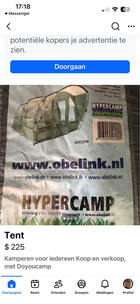Tent, Caravans en Kamperen, Tenten, Ophalen, Zo goed als nieuw, Tot en met 3
