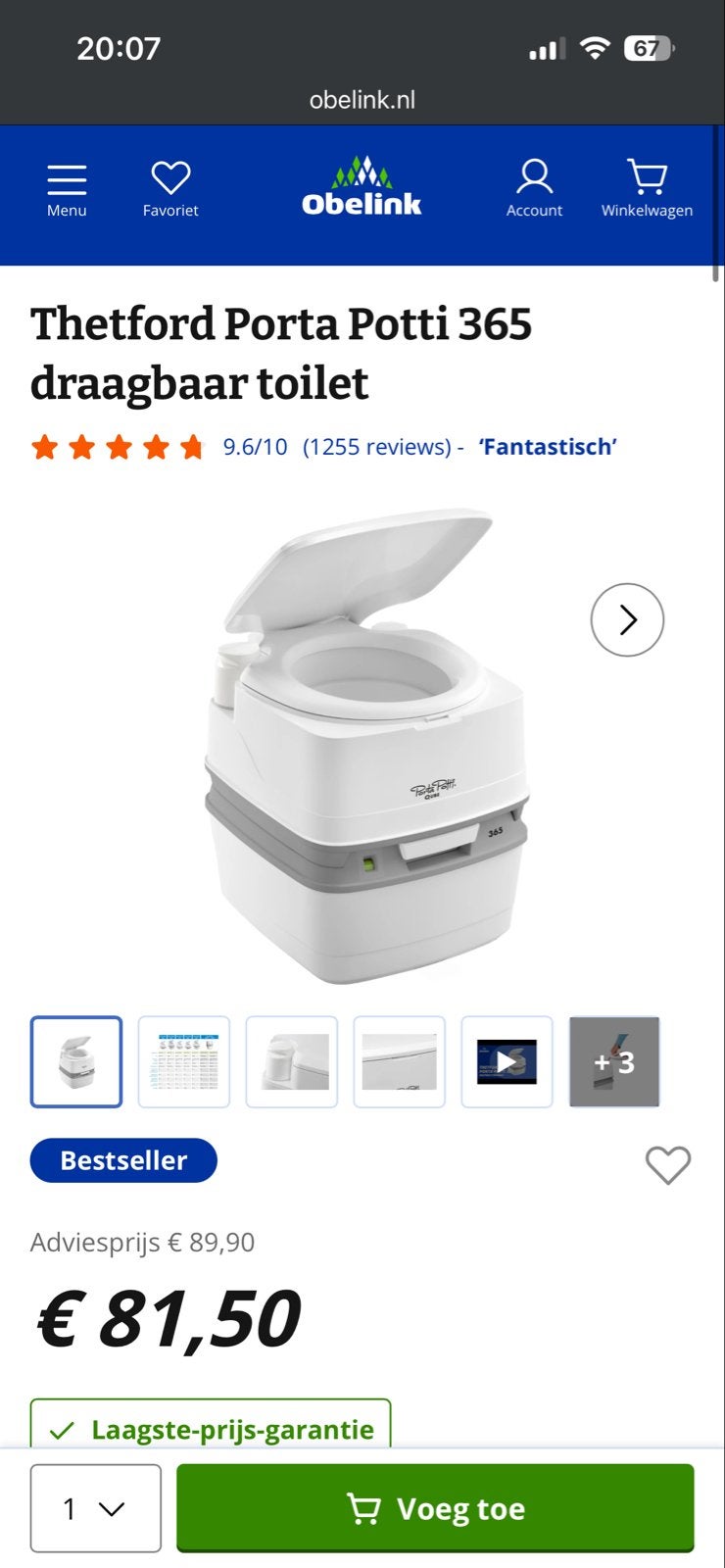 Thetford Porta Potti 365 draagbaar toilet, Ophalen, Zo goed als nieuw