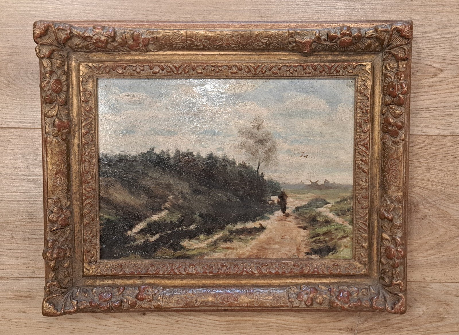 Antiek Schilderij Johannes Jacobus Heppener Olieverf Paneel, Ophalen of Verzenden