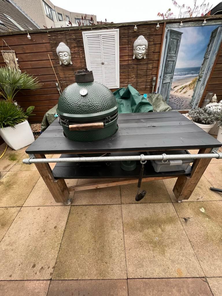 Big Green Egg Large in tafel, Tuin en Terras, Ophalen of Verzenden, Gebruikt