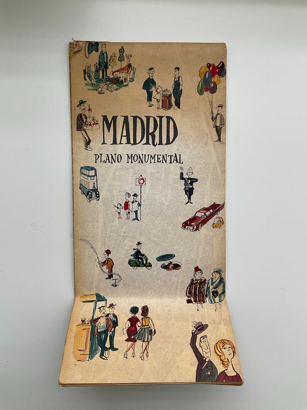 Vintage Stadsplattegrond Madrid - Plano Monumental, Boeken, Atlassen en Landkaarten, Gelezen, Spanje, Ophalen of Verzenden, Landkaart