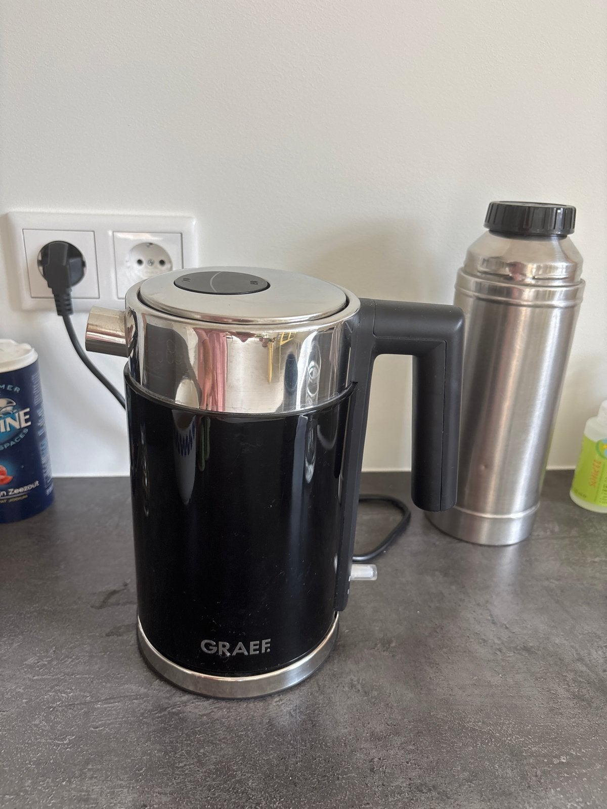 Graef waterkoker - Zwart/RVS - Gebruikt, 1 tot 2 liter, Ophalen, Gebruikt, Draadloos