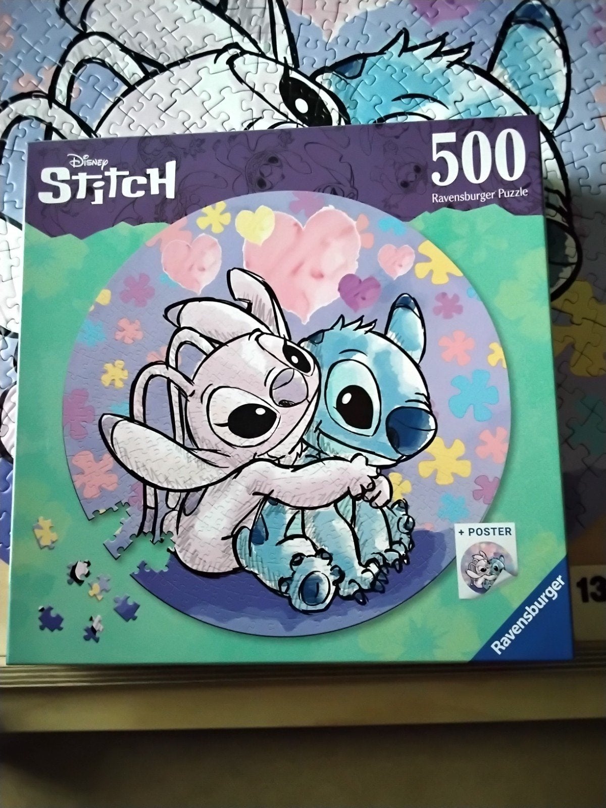 Disney Stitch ronde puzzel 500st, Ophalen of Verzenden, 500 t/m 1500 stukjes