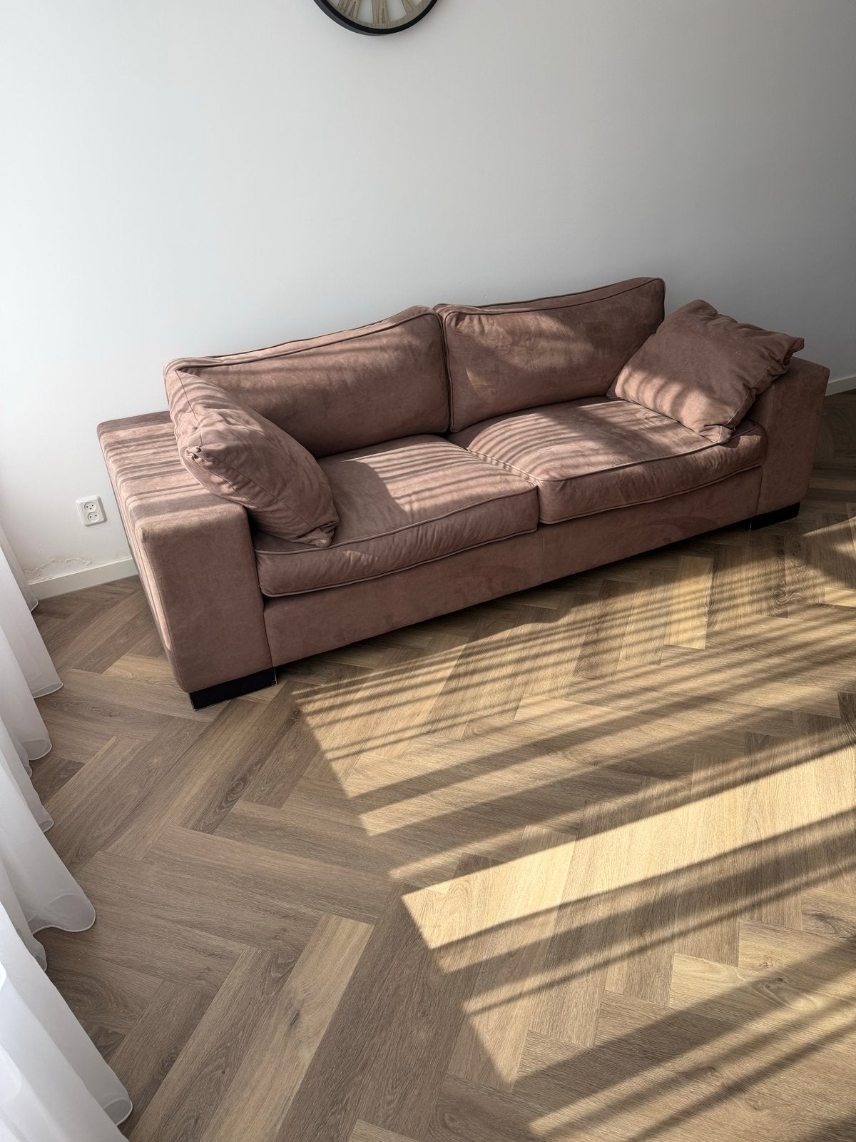 Comfortabele 3-zitsbank en fauteuil set in bruin, Huis en Inrichting, Ophalen, Gebruikt, Driepersoons, 75 tot 100 cm