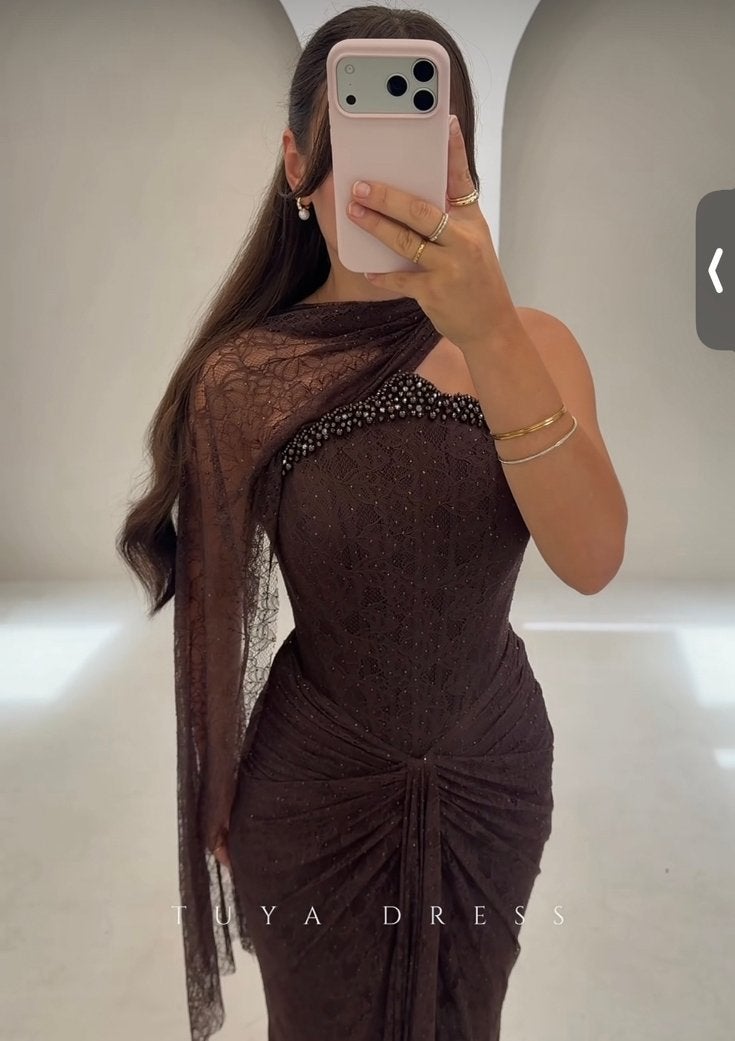 Prachtige bruin galajurk/ evening dress abiye maat 38/40, Kleding | Dames, Maat 38/40 (M), Bruin, Ophalen of Verzenden, Zo goed als nieuw