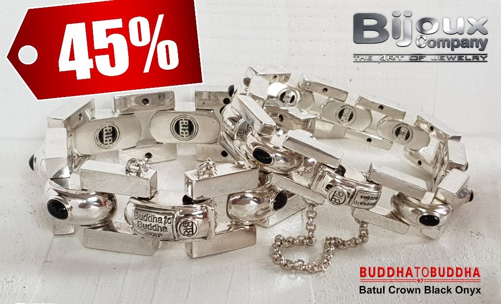 BUDDHA TO BUDDHA Batul Crown Black onyx armbanden KORTING!, Ophalen of Verzenden, Nieuw, Zilver, Zilver