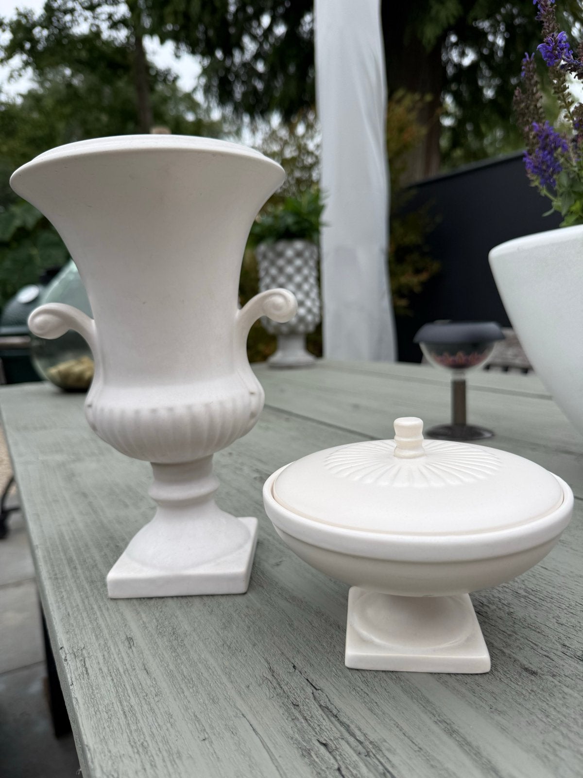 Flora Keramiek Gouda Holland Vazen Set - Wit, Antiek en Kunst, Ophalen of Verzenden