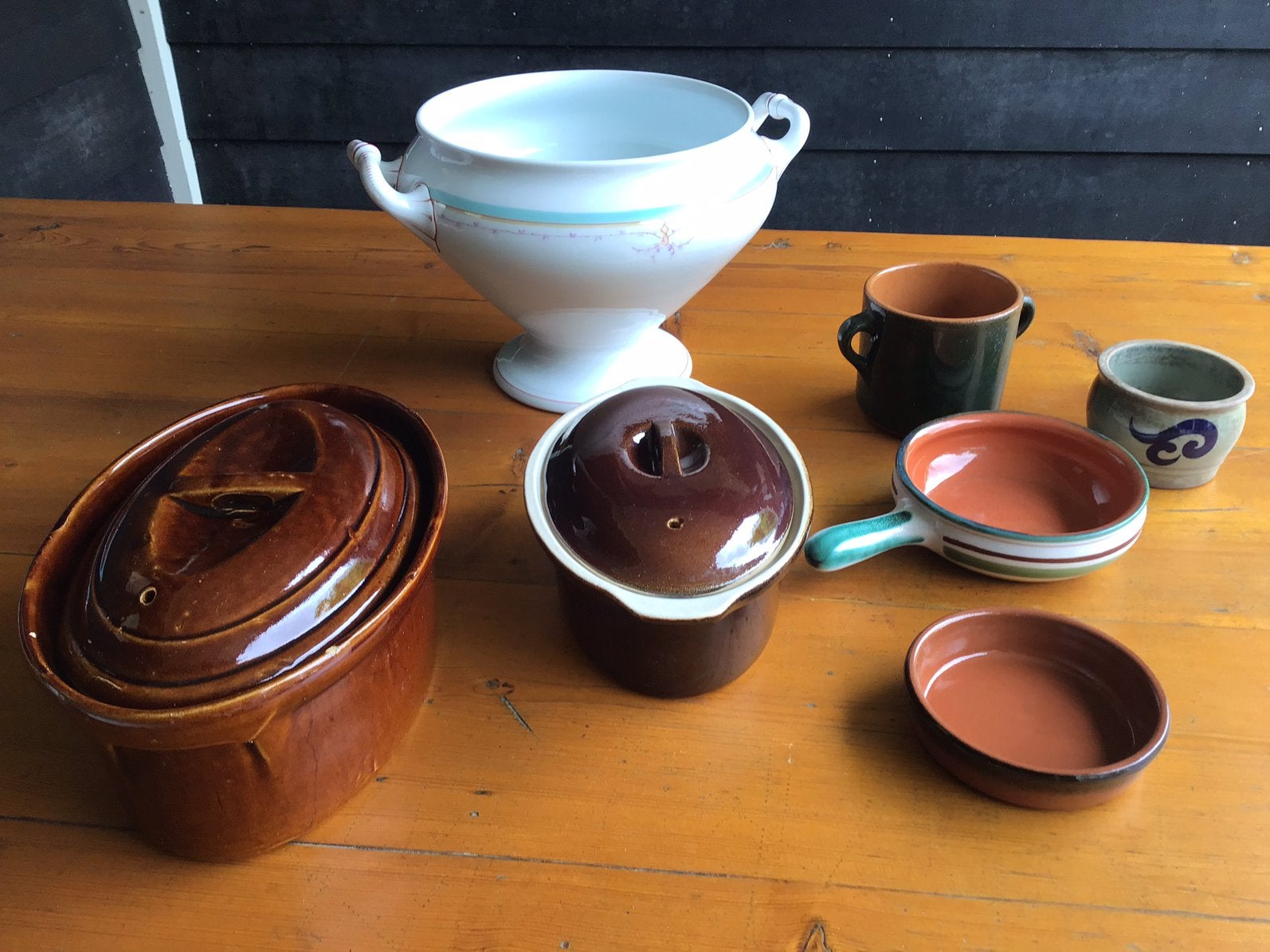 Durofeu patéschaal, soepterrine, albisola, servies allerlei, Overige materialen, Gebruikt, Overige typen, Ophalen of Verzenden