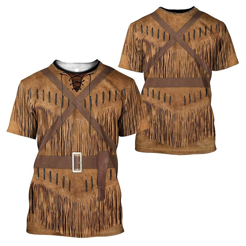 Heren western t-shirt 3 / cowboy linedansen t shirt tshirt, Verzenden, Nieuw, Overige maten, Bruin