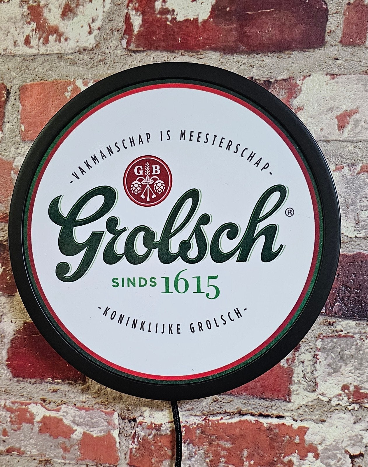 Grolsch Reclamebord met LED-verlichting - 20 cm, Ophalen of Verzenden, Lichtbak of (neon) lamp