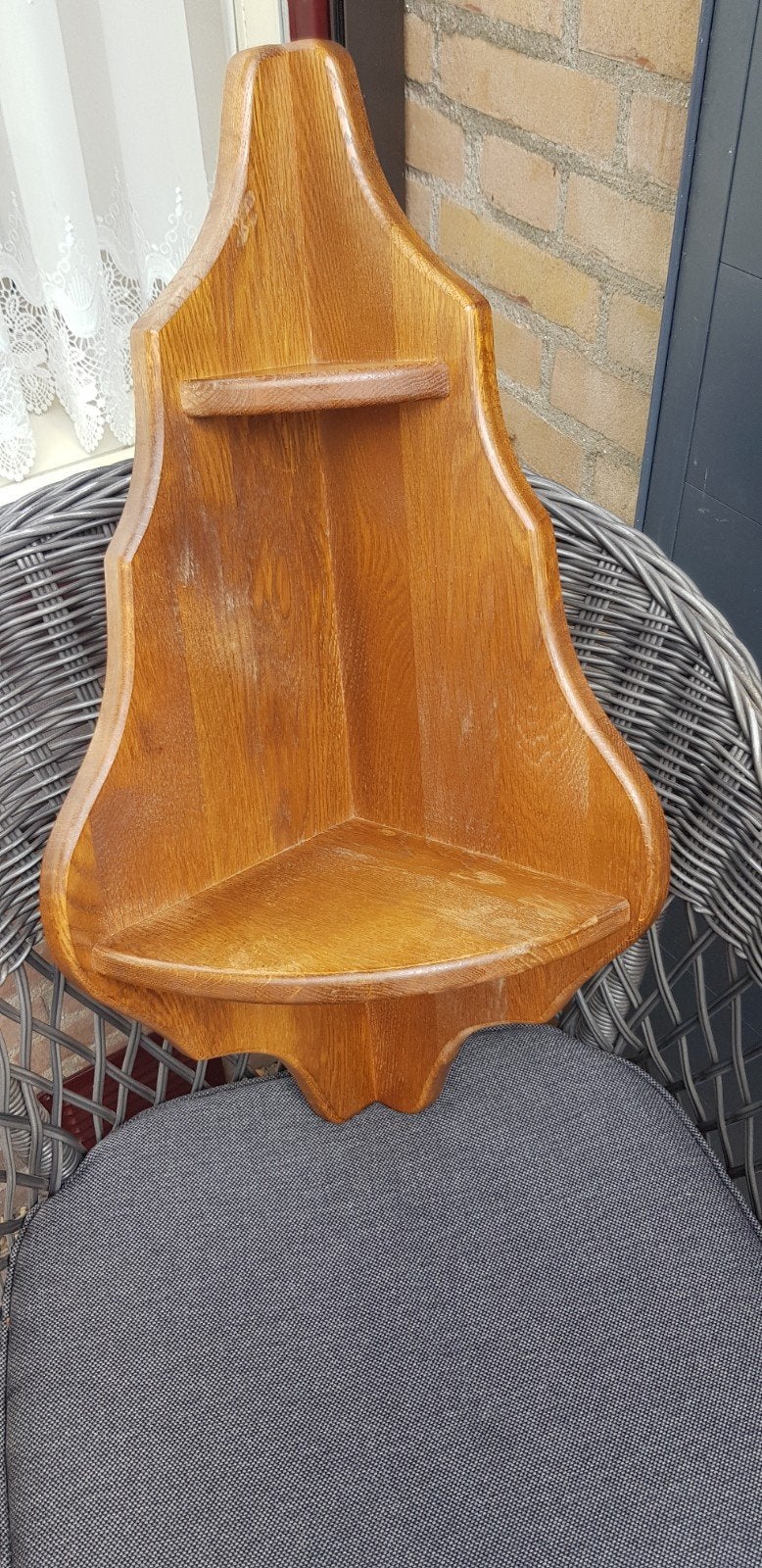 Eiken hoek console, Ophalen, Zo goed als nieuw, Hout, Met ophangsysteem