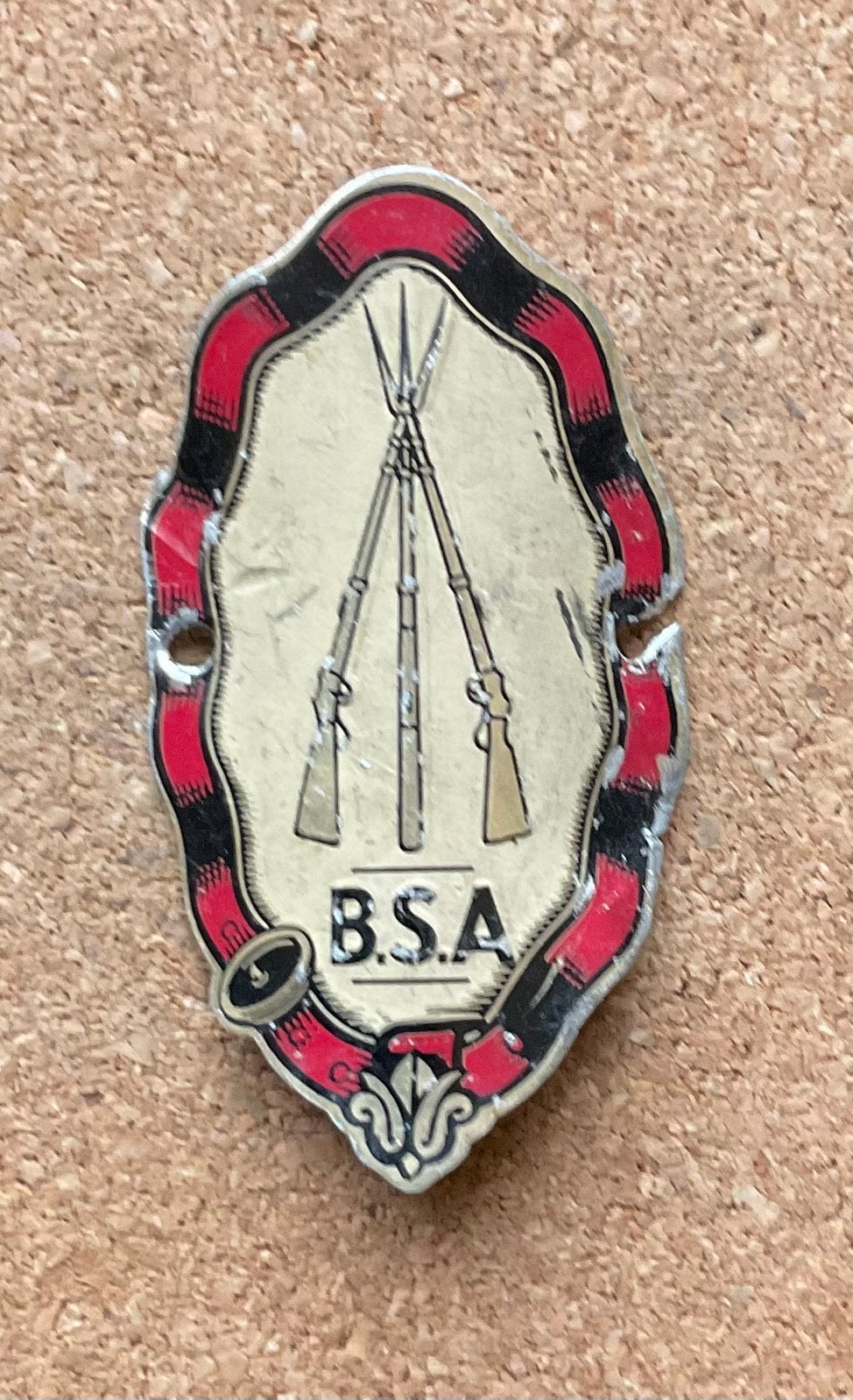 Brommer Motor Balhoofdplaatje - B. S. A. (Rood), Ophalen of Verzenden, Gebruikt, Overige typen
