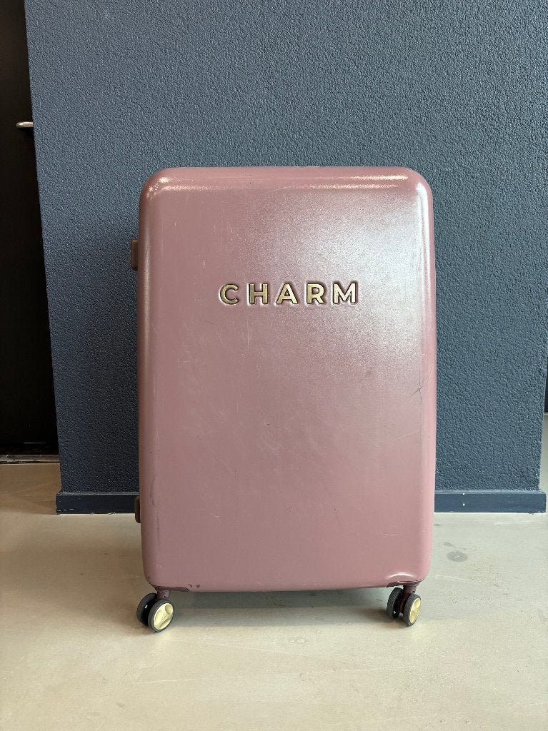 Grote oudroze/paarse koffer van Charm, Ophalen, Gebruikt, Hard kunststof, 45 tot 55 cm