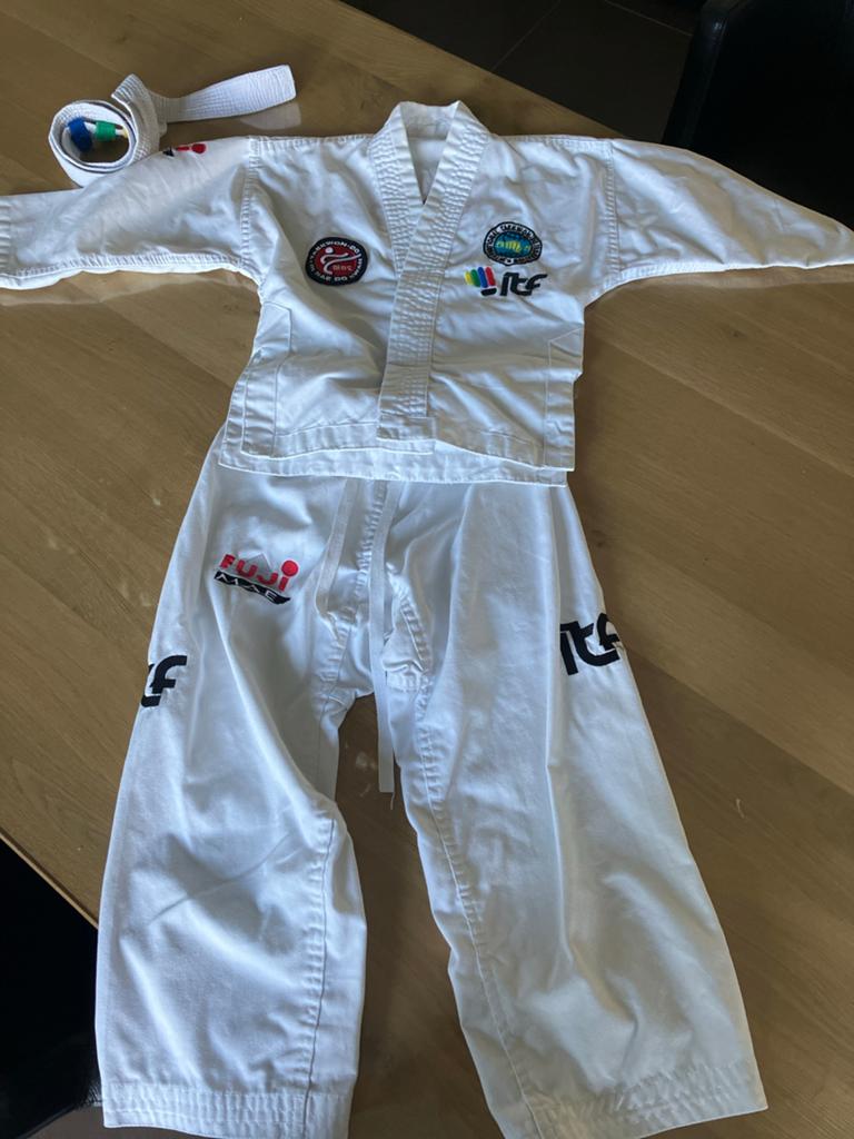 Taekwondo pak met band - Fuji ITF, Gebruikt, Taekwondo, Vechtsportpak, Maat M