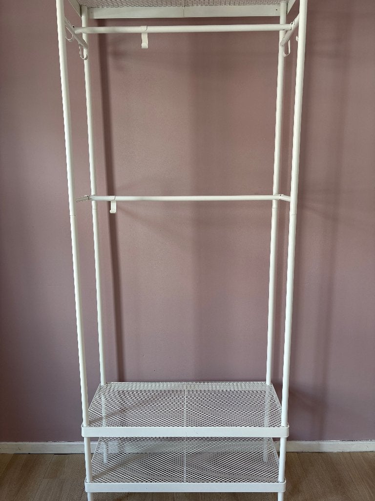 MACKAPÄR Kapstok met schoenenopberger, wit, 78x32x200 cm, Ophalen, 200 cm of meer, Zo goed als nieuw, Metaal