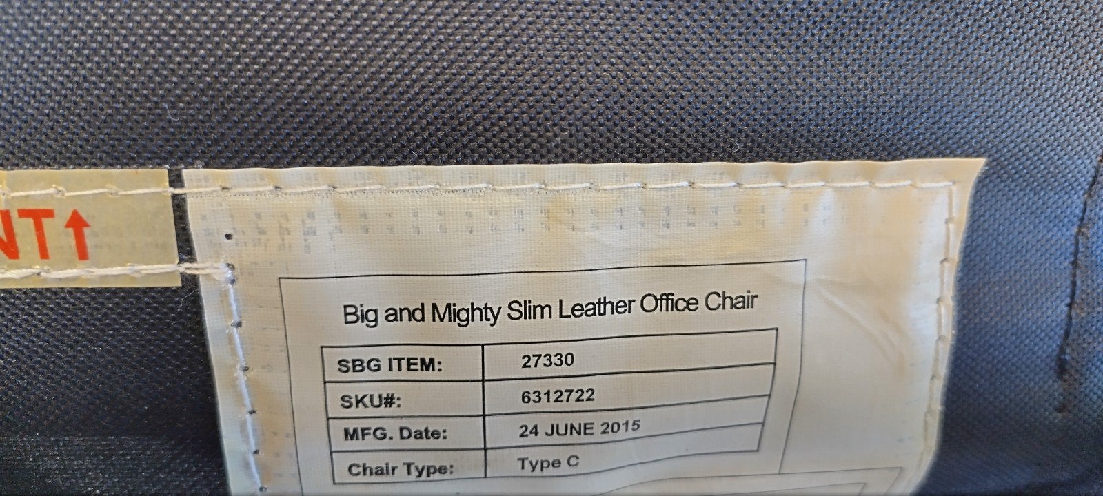 Stevige Big and Mighty Slim leren bureaustoel / kantoorstoel, Ophalen, Gebruikt, Zwart, Bureaustoel