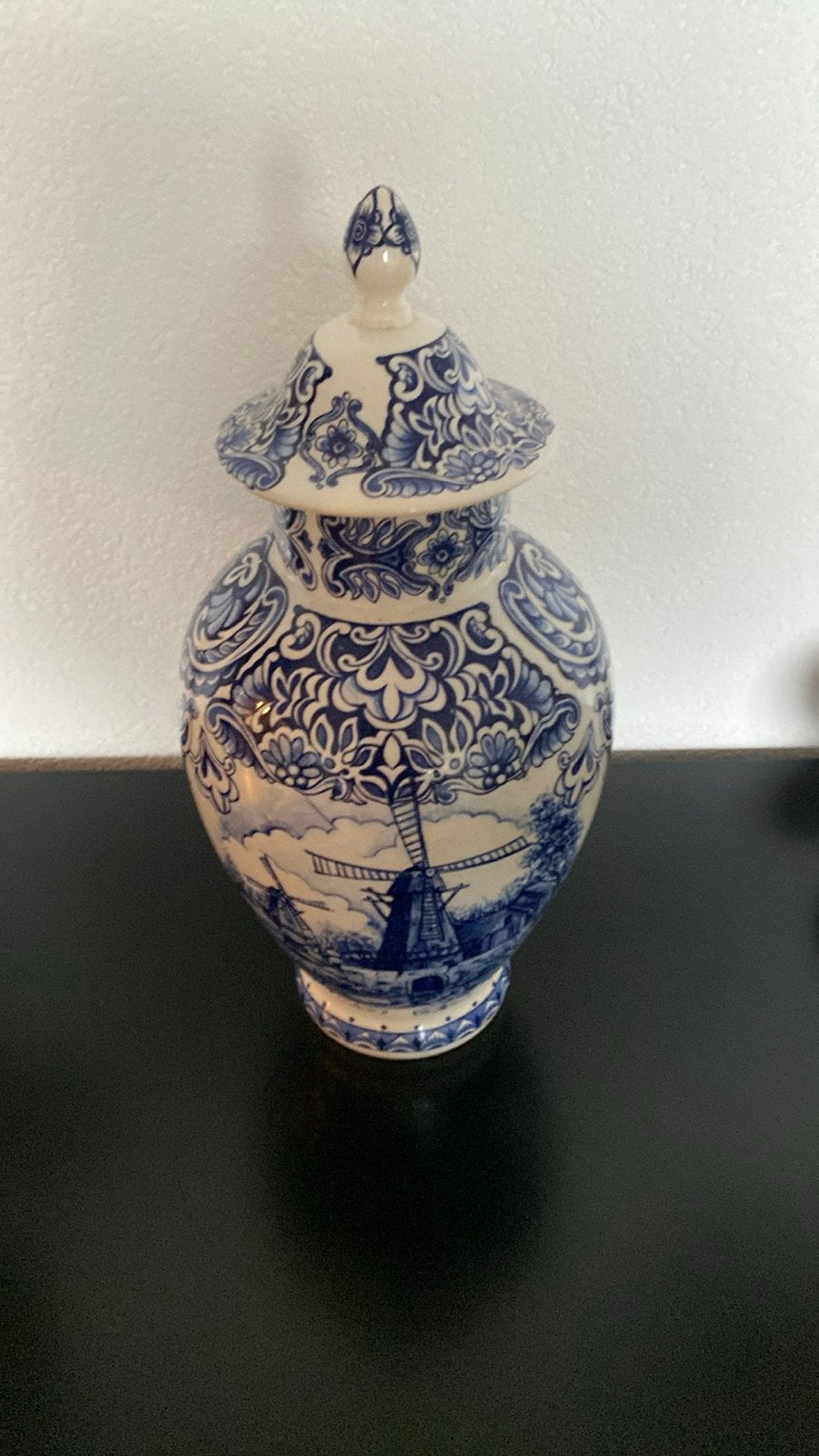 Delfts Blauw Vaas met Molen Decoratie, Ophalen