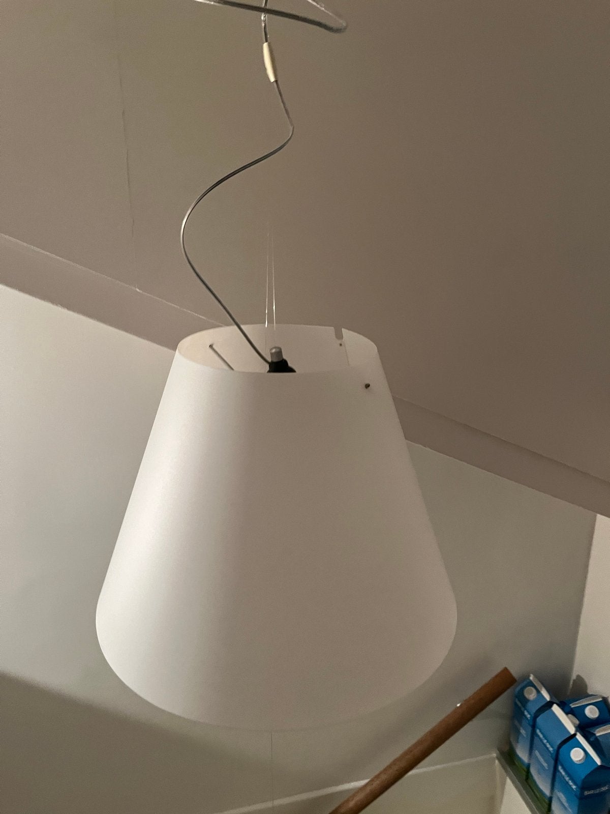 2 moderne witte hanglampen Luceplan Constanza up & down wit, Ophalen of Verzenden, Gebruikt, Kunststof, Modern