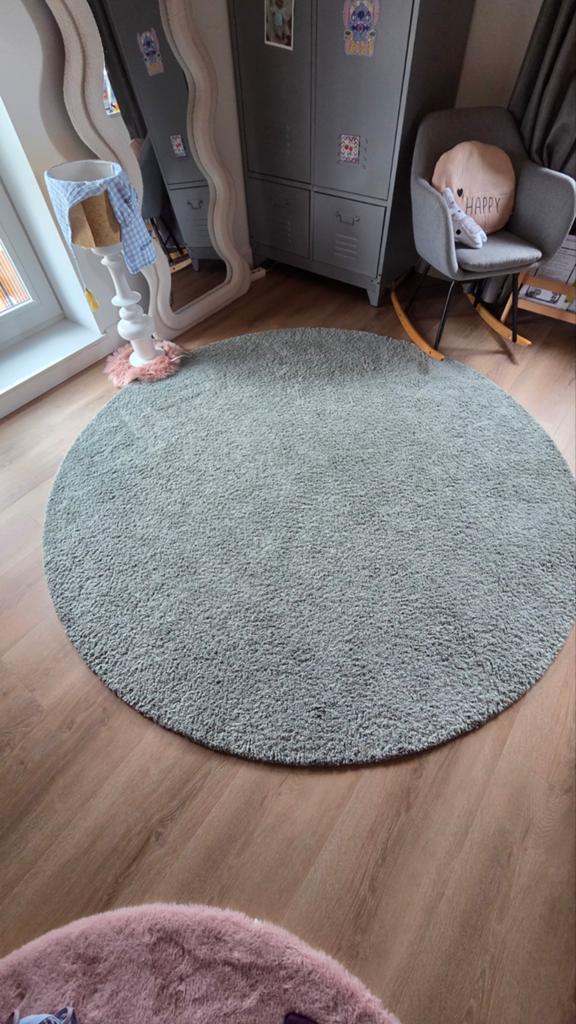 Rond vloerkleed IKEA ÅDUM - lichtgroen, 195 cm, Ophalen, Gebruikt, Modern, Scandinavisch, Rond
