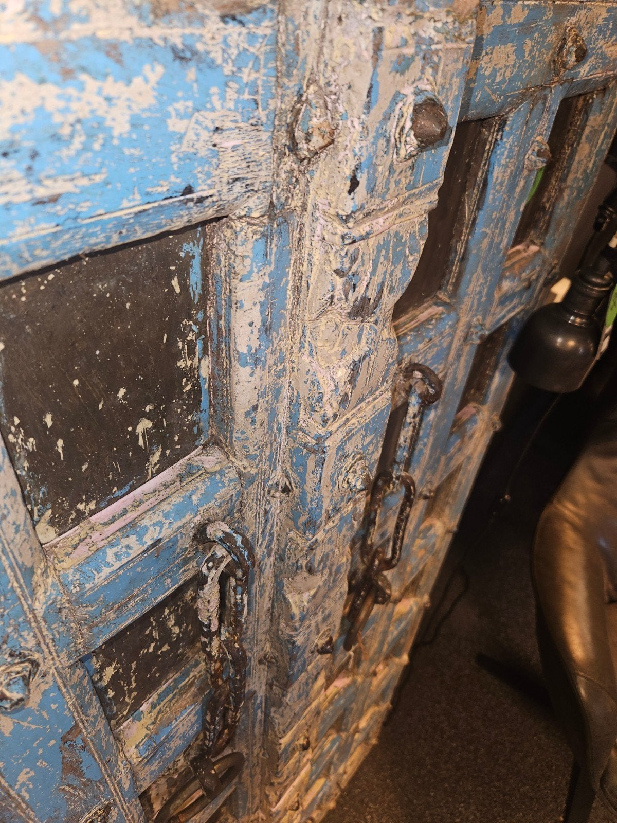 uniek oude deur India blauw creme, Ophalen of Verzenden