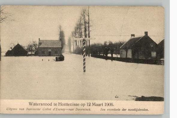 Watersnood te Hontenisse 12 maart 1906 2 kaarten, Verzenden, Voor 1920, Ongelopen, Zeeland