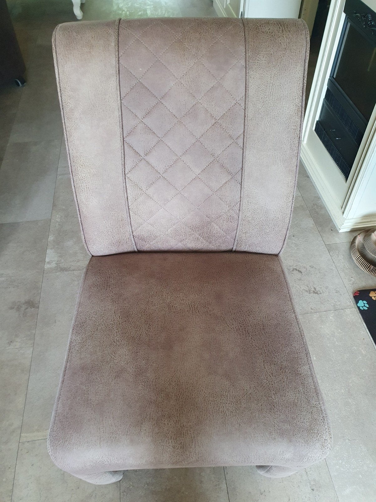 Comfortabele eetkamerstoelen bruin/taupe met ruitpatroon, Ophalen, Gebruikt, Bruin, Klassiek