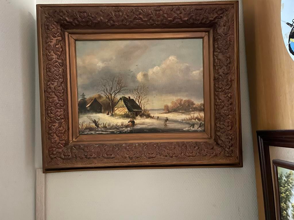 Winters Landschap met Schaatsers, J. van de Loors, Ophalen of Verzenden